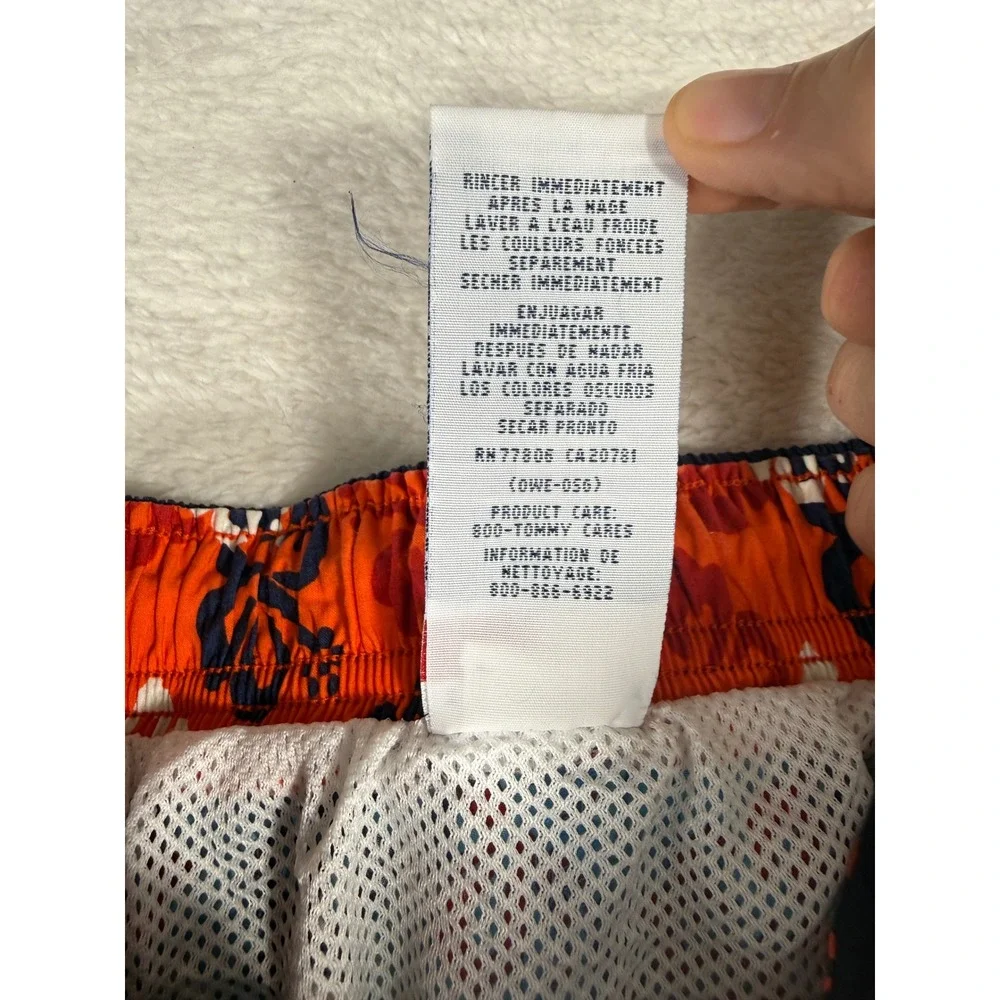 Tommy Hilfiger Swim Trunks Kids M Blue Red Hibiscus Floral Vintage Y2K Beachwear